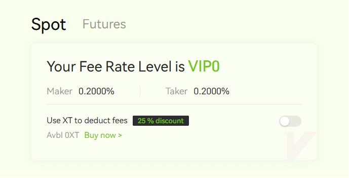 XT Exchange trading fees comparison table